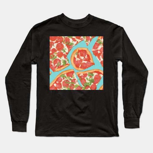 Pizza Pattern Long Sleeve T-Shirt by coraleeallen